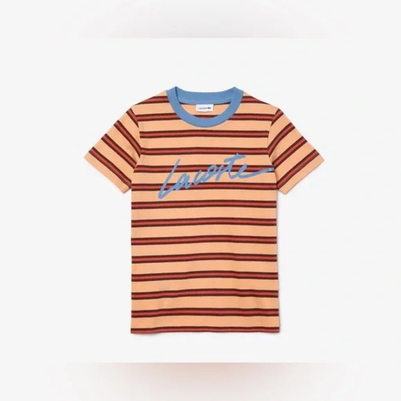 Lacoste mens Short Sleeve Striped with Lacoste Script T-Shirt - Picture 2 of 6